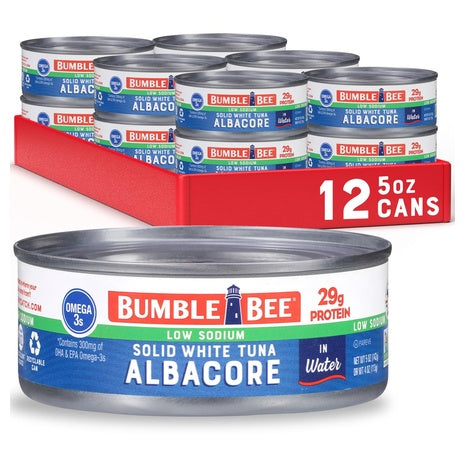12 Cans Bumble Bee Low Sodium Solid White Albacore Tuna in Water