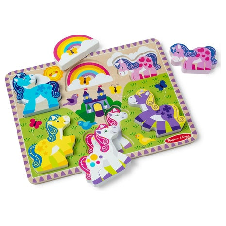 Melissa & Doug Wooden 6-Piece Unicorn and Rainbow Chunky Puzzle