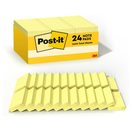 24-Pack Post-it Notes, 100 Sheets Each (Canary Yellow)