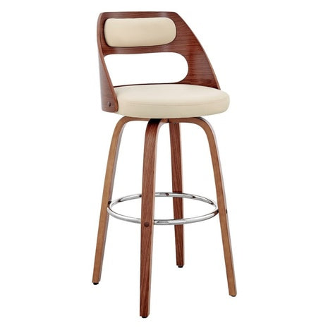 26" Julius Mid Century Modern Faux Leather Swivel Bar Stool