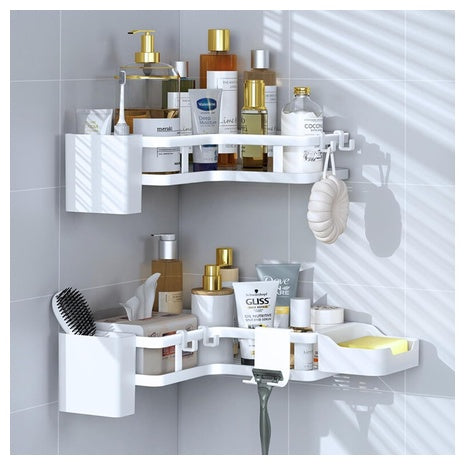 6-Pack Adhesive Corner Shower Organizer With Bathroom Accessories