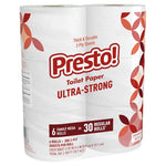 6 Family Mega Rolls Presto! Ultra-Strong Toilet Paper (= 30 Regular Rolls)