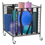 Metal Rolling Sports Ball Storage Cart With Lockable Wheels