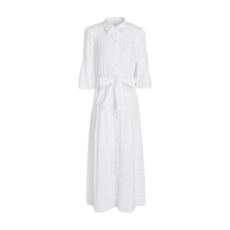 DVF Broderie Cotton Midi Shirt Dress