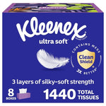 8 Boxes of Kleenex Ultra Soft Facial Tissues
