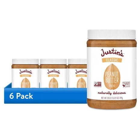 6-Pack JUSTIN'S Classic Creamy Peanut Butter (28oz)