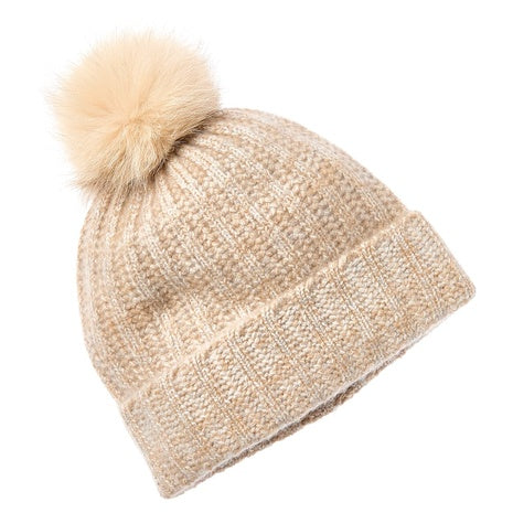 Amicale Women's Marl Ladderstitch Cashmere Hat