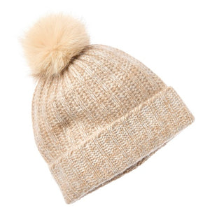 Amicale Women's Marl Ladderstitch Cashmere Hat