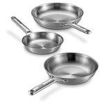 Set Of 3 Vednhol Stainless Steel Frying Pan Set (8/10/12")