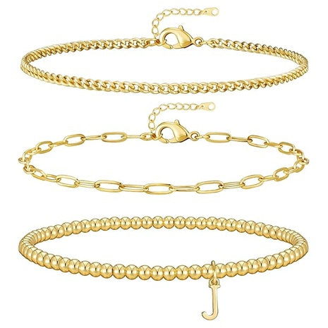 Initial Bracelet Letter Charm Stackable Jewelry Sets