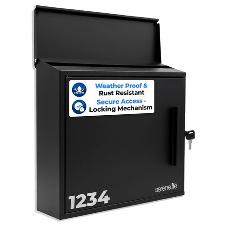 SereneLife 0.46 Cu. Ft. Outdoor Locking Wall Mount Mailbox