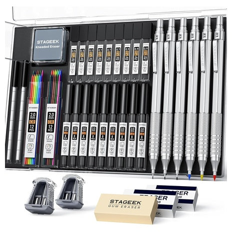 35 Piece Mechanical Pencil Set with Case & Lead Refills