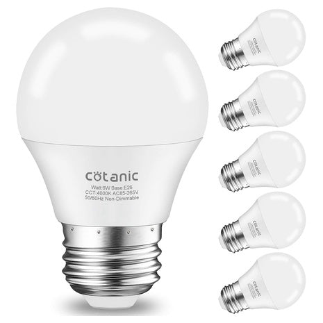 6-Pack Cotanic E26 Base 4000K Natural Daylight LED Ceiling Fan Light Bulbs