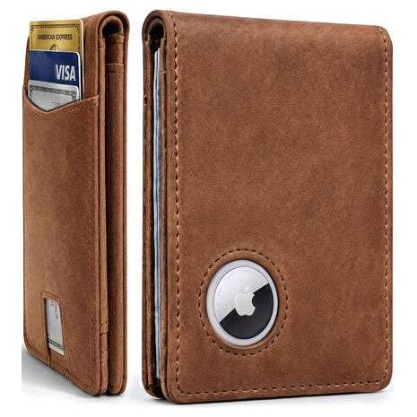 EVEO AirTag Men's Bifold Genuine Leather Wallets