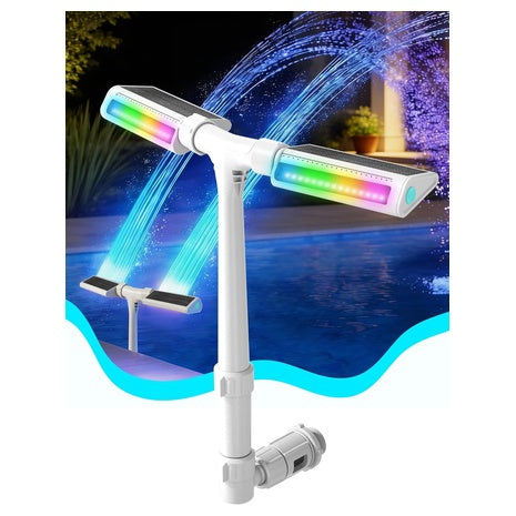Kompoll Solar Pool Fountain W/ 10-Color 4-Mode LED Lights