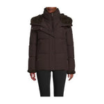 DKNY Women's Faur Fur Trim Layered Hooded Jacket
