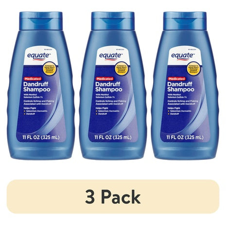 3-Pack Equate Medicated Dandruff Shampoo