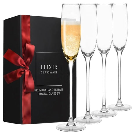 4 Crystal Champagne Flutes