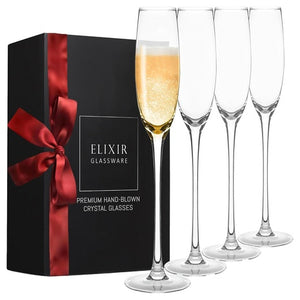 4 Crystal Champagne Flutes