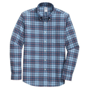 Men's Portuguese Flannel Polo Button Down Collar Plaid Shirt