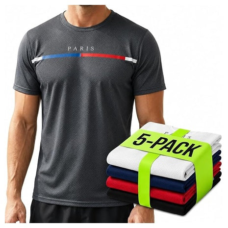 5-Pack Men's Quick Dry Moisture Wicking Workout T-Shirt