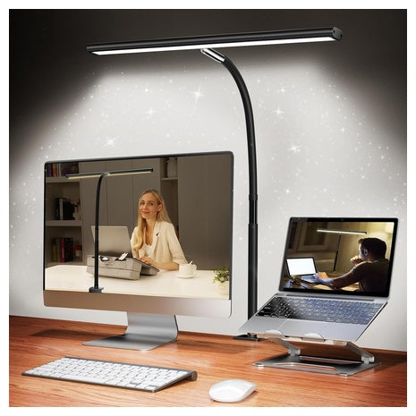 LED Gooseneck Desk Lamp with Clamp & Stepless Dimming