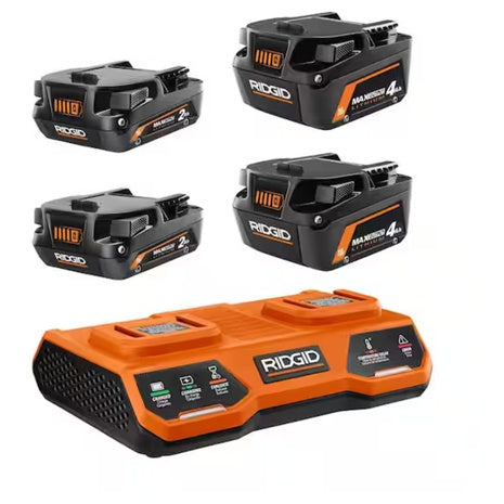 RIDGID 18V Starter Kit With 2Ah Battery, 4Ah Battery & Dual Port Charger