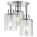 3-Light Semi Flush Mount Ceiling Light With Clear Seeded Glass