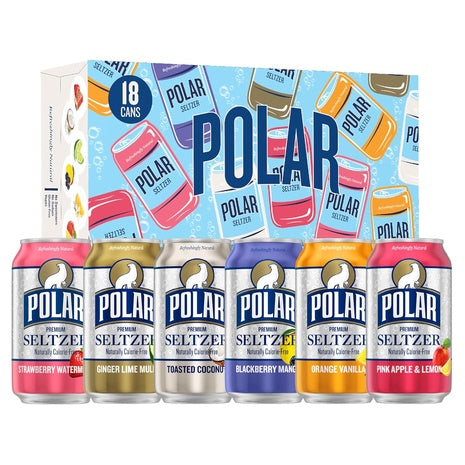 18 Polar Seltzer Water Variety Pack Cans