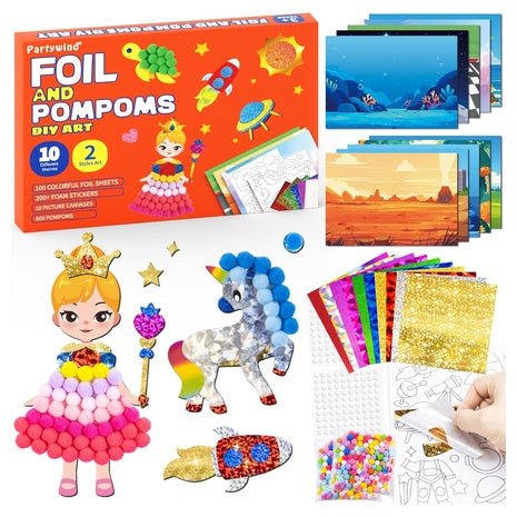 DIY Foil & Pom Poms Art Kit