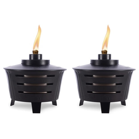 2 TIKI Mini Tabletop Fire Pit Torches with Wick & Snuffer