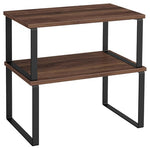 Set Of 2 Songmics Stackable & Expandable Kitchen Counter Shelves (Walnut & Black)