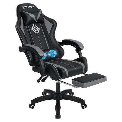Hoffree Massage Gaming Chair With Footrest