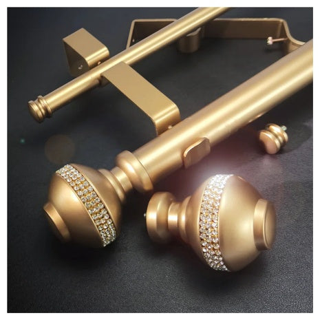 House Of Hampton Mordecai Gold Iron Adjustable 1.12'' Double Curtain Rod (72" - 144")
