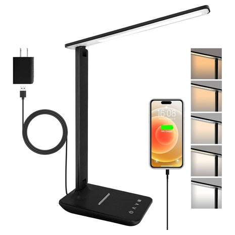 13.3'' Portable LED Dimmable Table Lamp W/ USB Charging Port