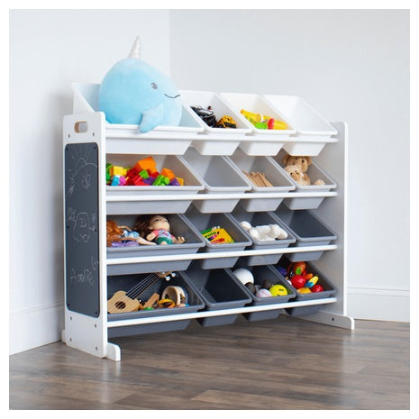 Humble Crew 16-Bin Toy Organizer with Chalkboard Panel