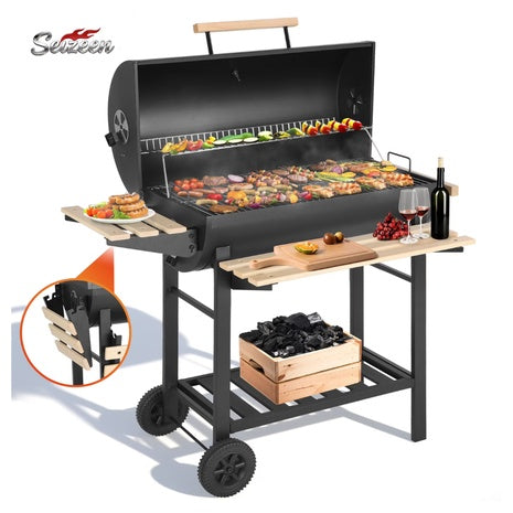 Seizeen Charcoal Grill With Thermometer & Large Cooking Space