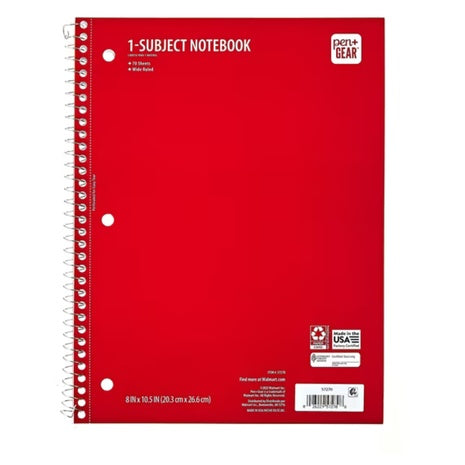 70-Sheet Pen+Gear 1 Subject Notebooks