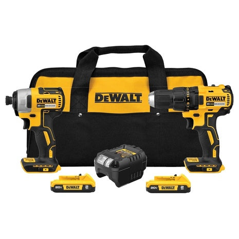 DEWALT 20V MAX Cordless Drill / Impact Driver Set W/ 2 Batteries & Charger