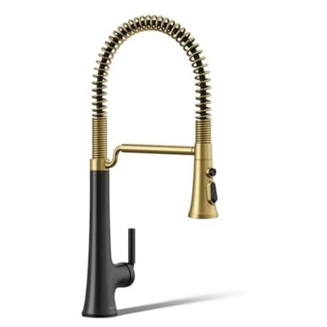 KOHLER 23765-BMB Tone Semi Professional Kitchen Faucet (Matte Black Moderne Brass)