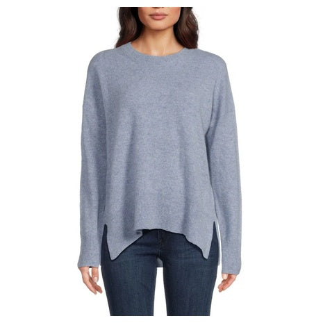 Women's 100% Cashmere Split Hem Crewneck Sweater