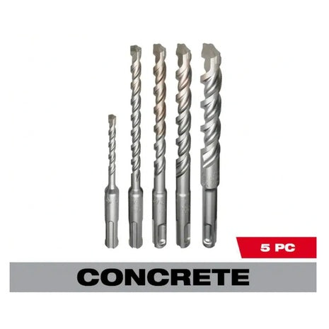 5-Piece Milwaukee 2-Cutter Carbide Hammer Drill Bit Set