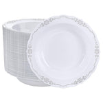 50 Plastic Bowls with Silver Rim