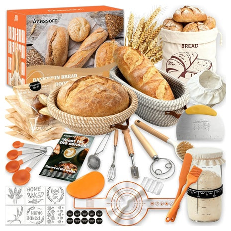 Acessorz Sourdough Bread Baking Kit W/ 2 Proofing Baskets