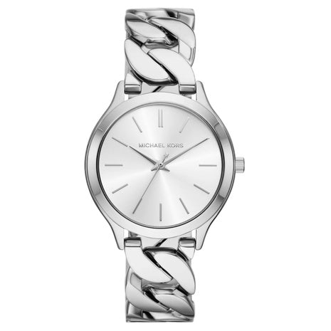 Michael Kors Women's Slim Runway Three-Hand Silver-Tone Stainless Steel Watch