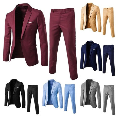 Men's 2-Piece Jacket & Pants Tuxedo Slim Fit Suits Set