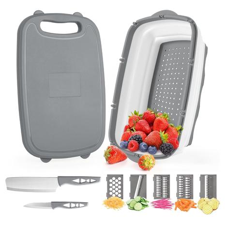 9-in-1 Collapsible Cutting Board w/ Colander