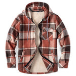 Men's Flannel Fleece Sherpa Lined Plaid Zip Up Shirt Jacket