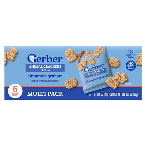 6-Pack Gerber Cinnamon Graham Animal Crackers