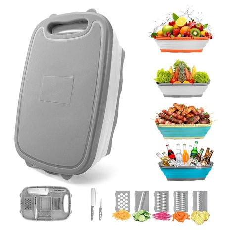 9-in-1 Collapsible Camping Chopping Board With Colander